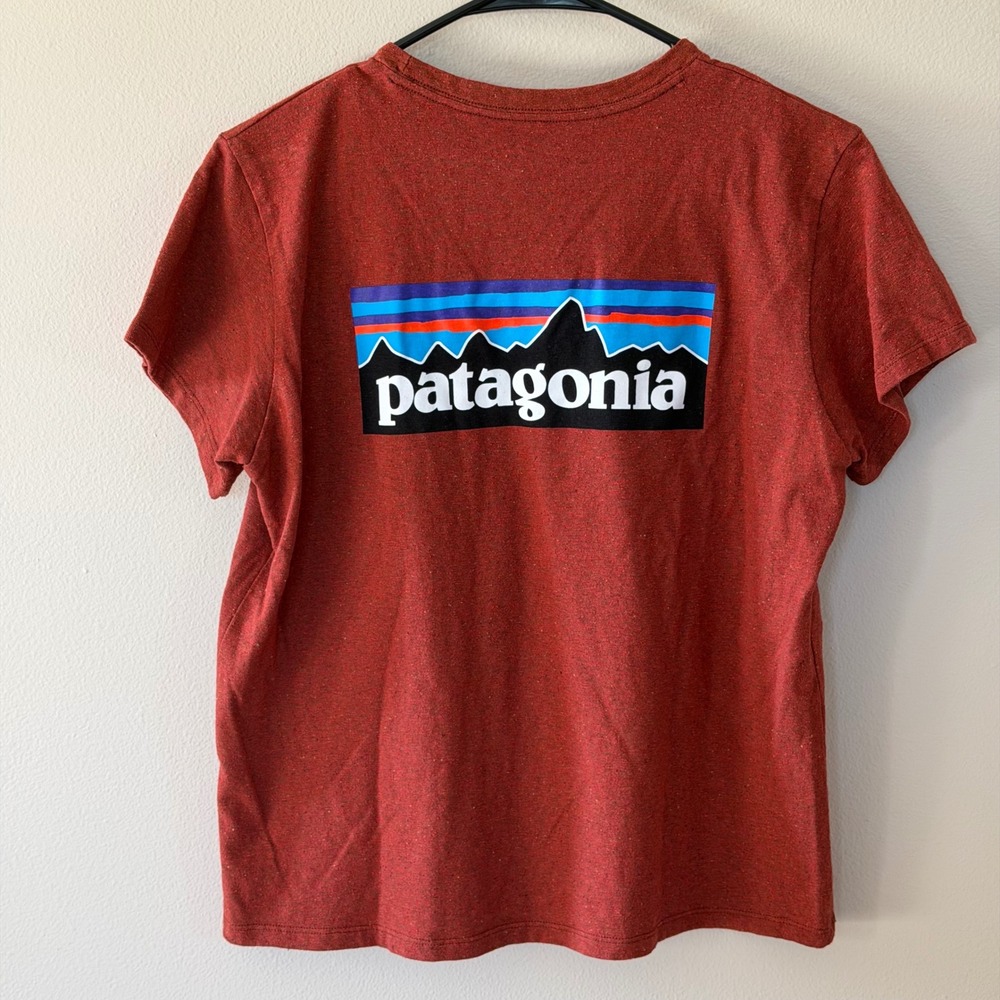 Patagonia Short Sleeve Shirt Semi-Cropped Orange Large Organic Cotton